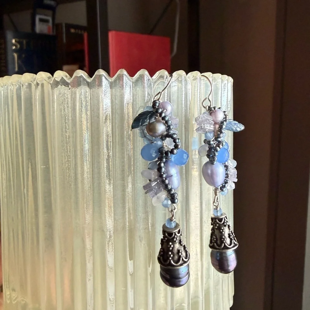 Elegant Silver and Purple Dangle Earrings